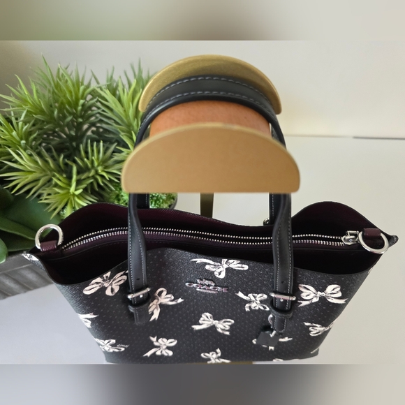 Coach Mollie Satchel Crossbody Bow Print + Authentic Coach Leather Bow Charm - Picture 5 of 16